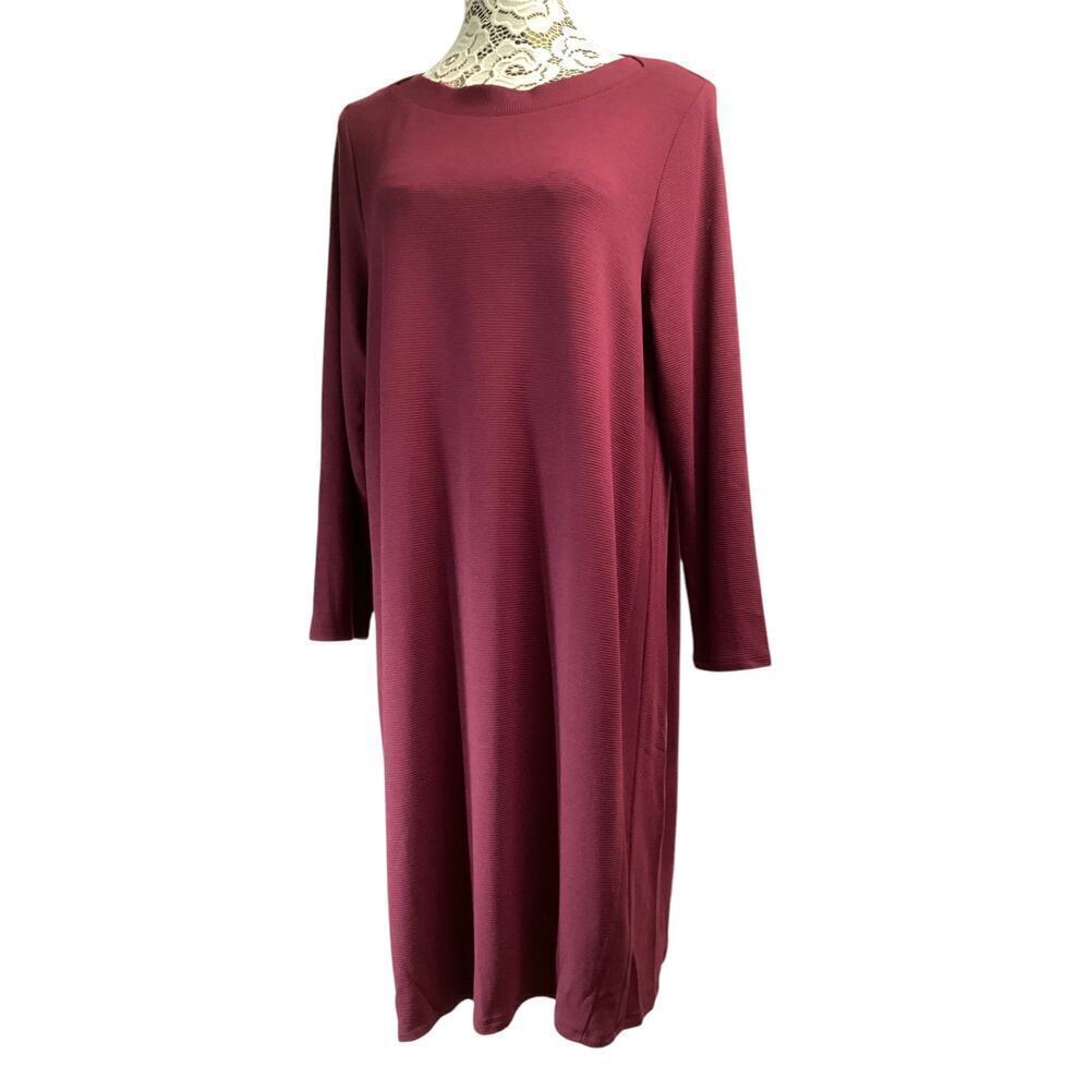 J.Jill Wearever Collection Knit Long Sleeve Dress XLP bordeaux